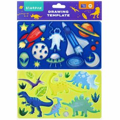 VÝKRESOVÁ ŠABLONA DINOSAURY/PROSTOR 225X130 2KS STARPAK 505501